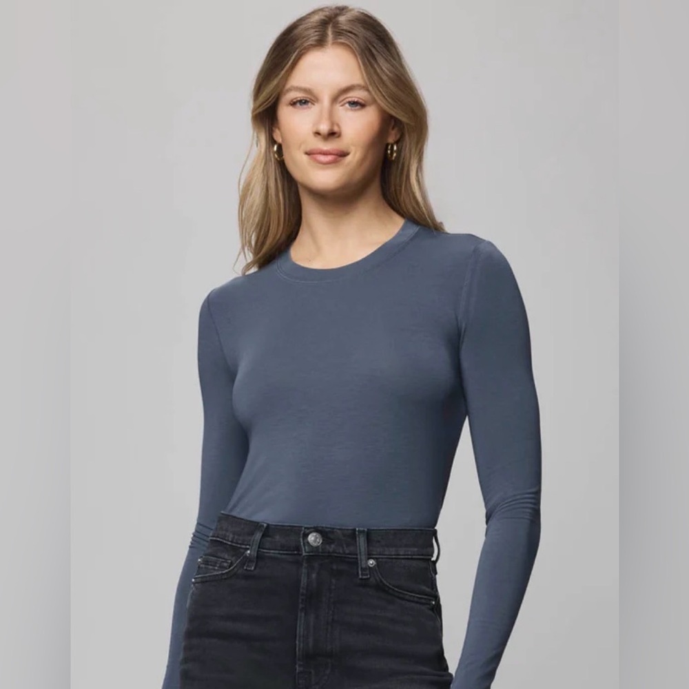 Splendid Bamboo Blend Long Sleeve Tee charcoal blue lightweight, small NWT